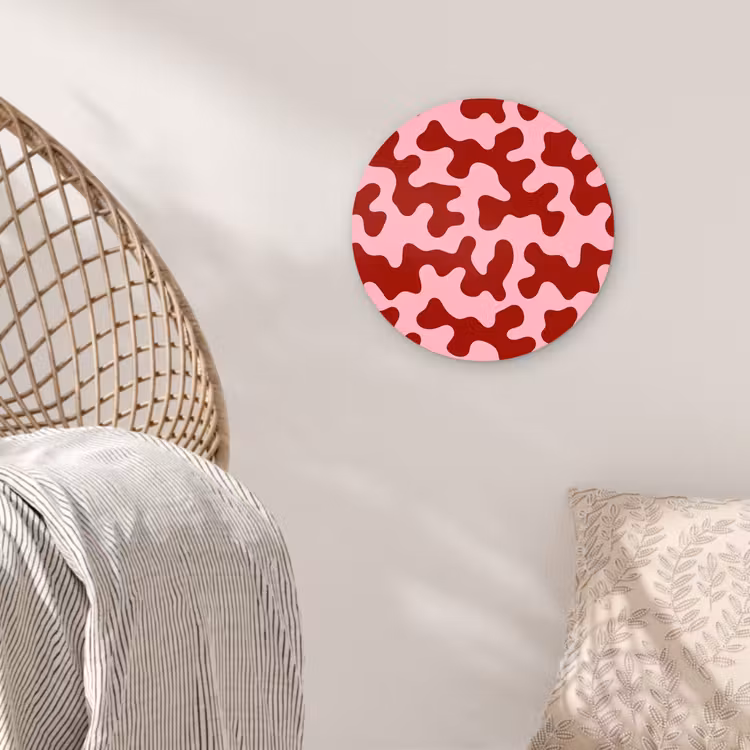 Modern - Abstract - Rood Wandcirkel kunststof plaat 5mm dik klein 188 -sfeer5