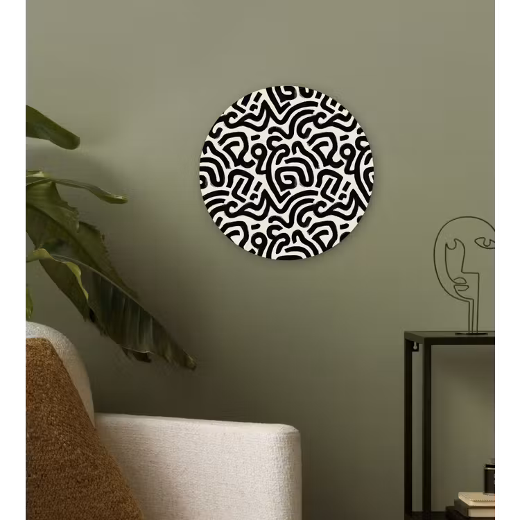 Modern - Abstract - Zwart Wandcirkel kunststof plaat 5mm dik klein 188 -sfeer3