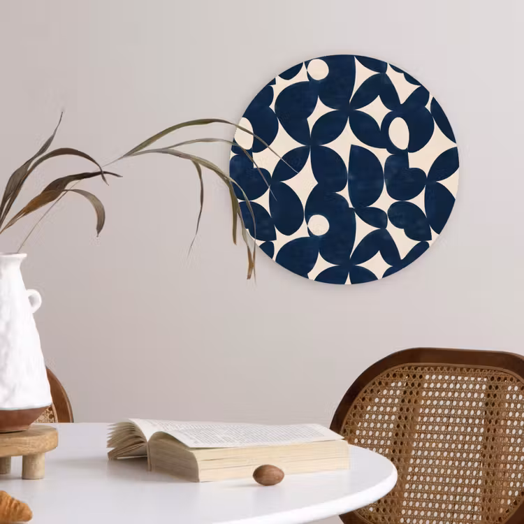Modern - Geometrisch - Blauw Wandcirkel kunststof plaat 5mm dik klein 188 -sfeer4