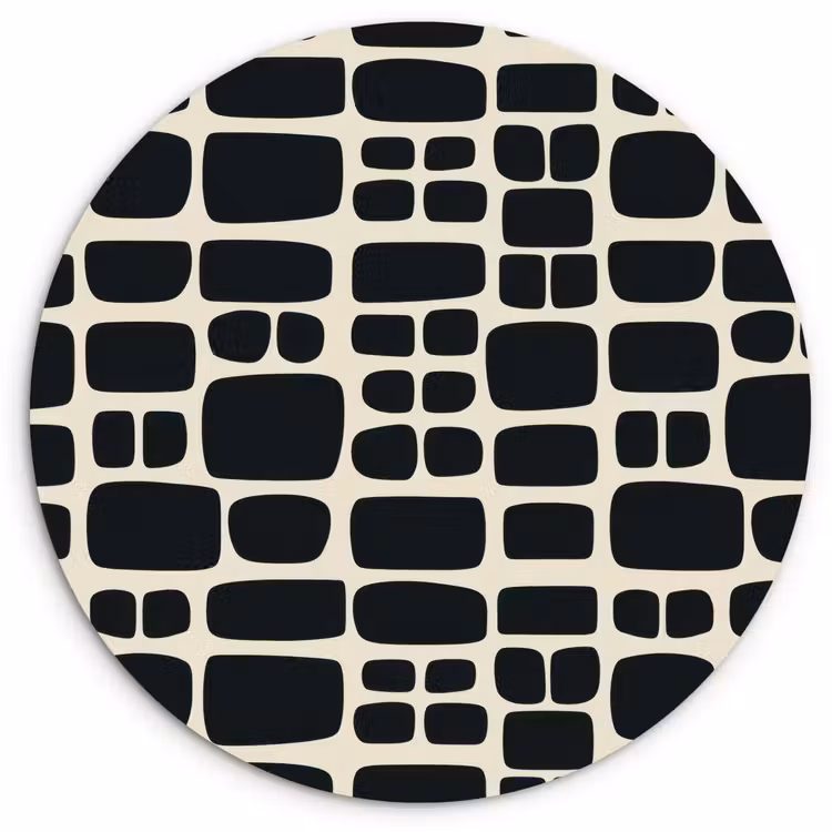Modern - Organisch - Zwart Wandcirkel kunststof plaat 5mm dik klein 188 -3d