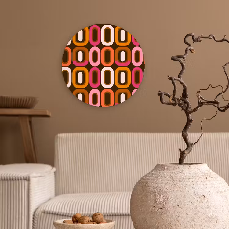 Modern - Retro - Kleurrijk Wandcirkel kunststof plaat 5mm dik klein 188 -sfeer1
