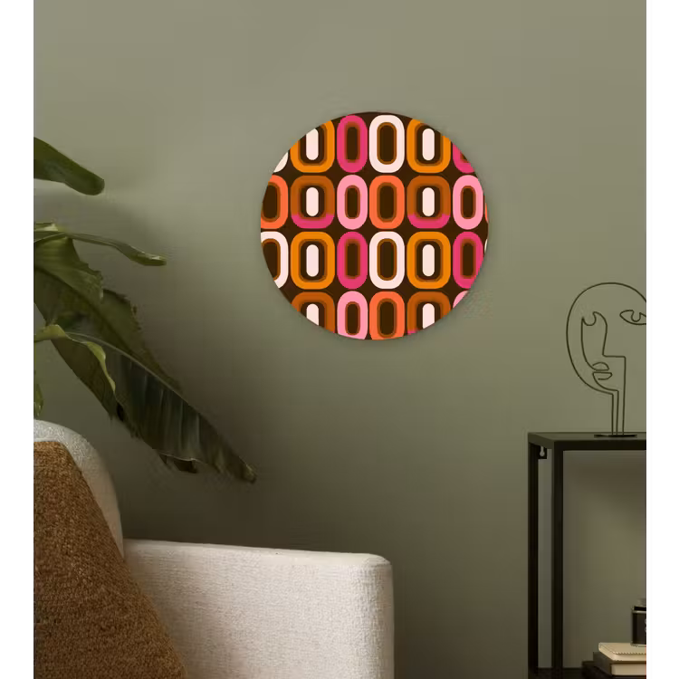 Modern - Retro - Kleurrijk Wandcirkel kunststof plaat 5mm dik klein 188 -sfeer3