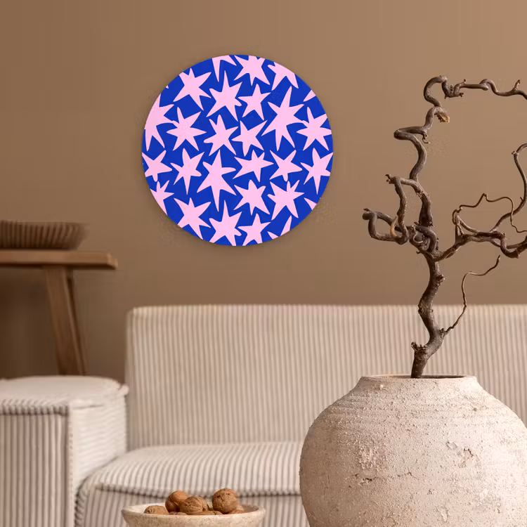 Modern - Sterren - Blauw Wandcirkel kunststof plaat 5mm dik klein 188 -sfeer1