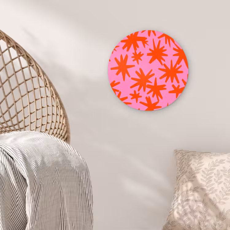 Modern - Sterren - Roze Wandcirkel kunststof plaat 5mm dik klein 188 -sfeer5
