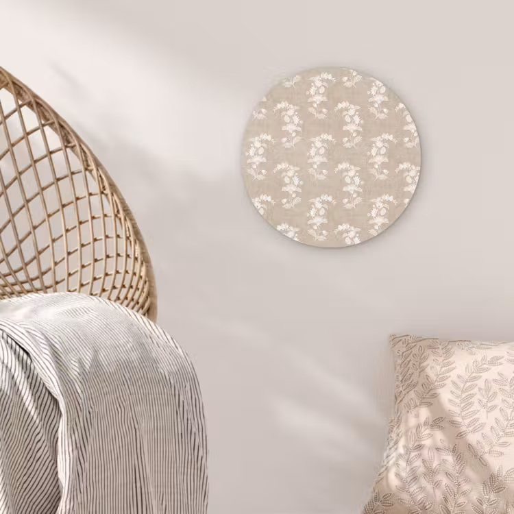 Motief - Beige - Linnen Wandcirkel kunststof plaat 5mm dik klein 188 -sfeer5