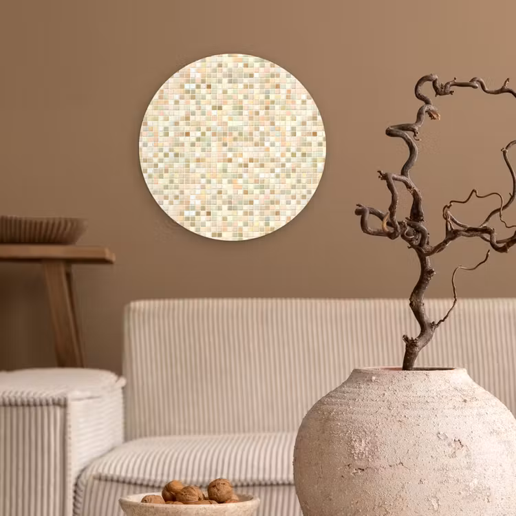 Mozaïek - Patroon - Beige Wandcirkel kunststof plaat 5mm dik klein 188 -sfeer1