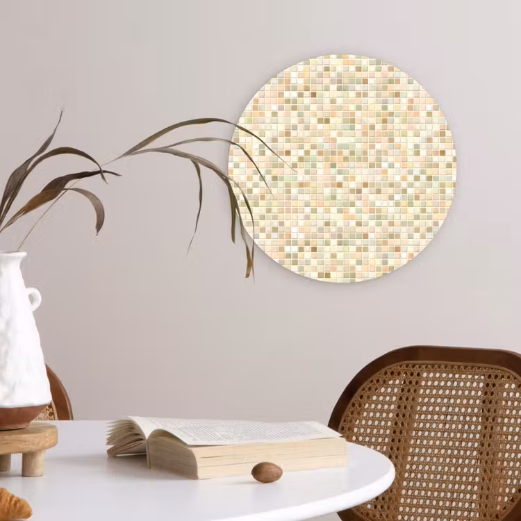 Mozaïek - Patroon - Beige Wandcirkel kunststof plaat 5mm dik klein 188 -sfeer4