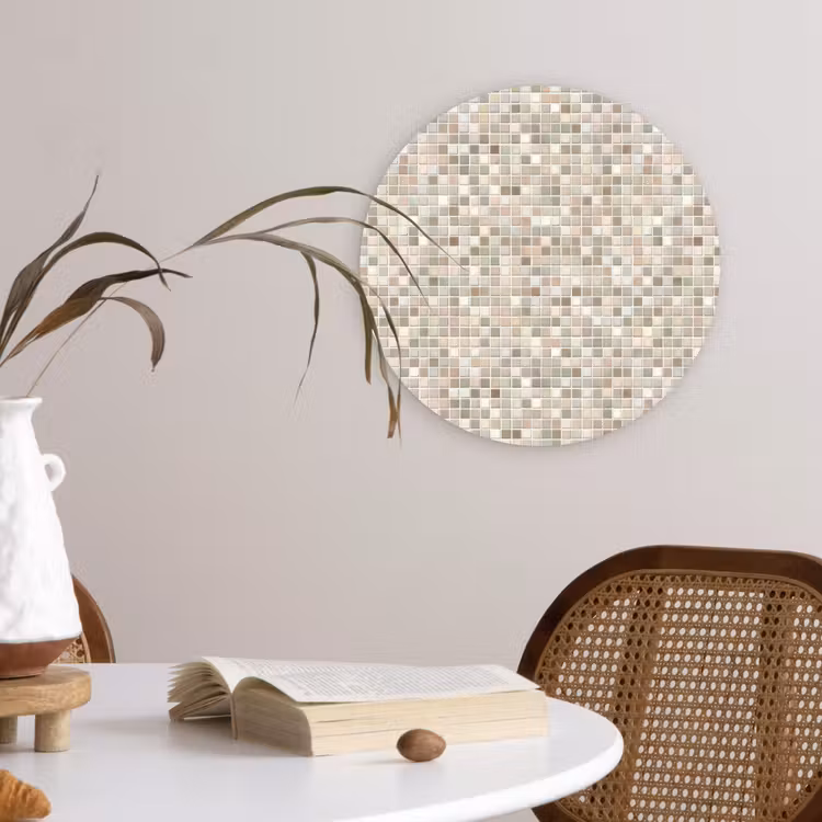 Mozaïek - Patroon- Taupe Wandcirkel kunststof plaat 5mm dik klein 188 -sfeer4