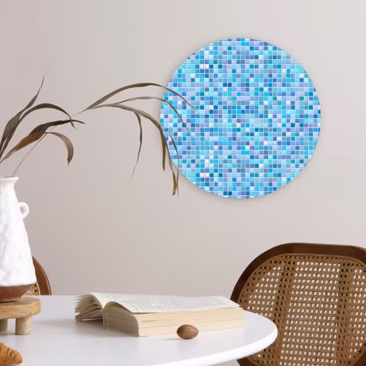 Mozaïek - Patroon - Turquoise Wandcirkel kunststof plaat 5mm dik klein 188 -sfeer4
