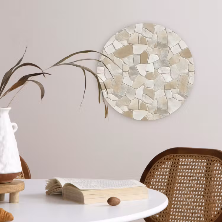 Mozaïek - Stenen - Beige Wandcirkel kunststof plaat 5mm dik klein 188 -sfeer4