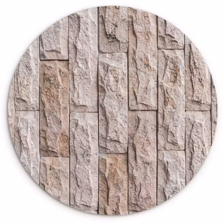 Muur - Steen - Ruw - Beige - Textuur Wandcirkel kunststof plaat 5mm dik klein -3d