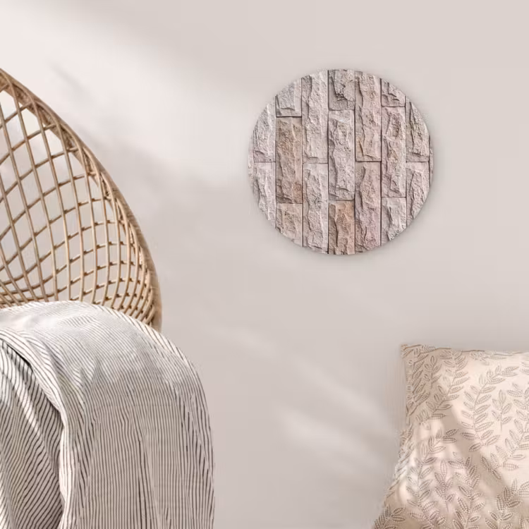 Muur - Steen - Ruw - Beige - Textuur Wandcirkel kunststof plaat 5mm dik klein -sfeer5