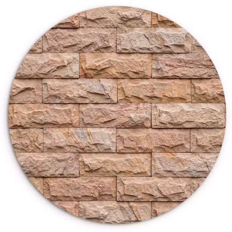 Muur - Steen - Ruw - Textuur - Beige Wandcirkel kunststof plaat 5mm dik klein -3d