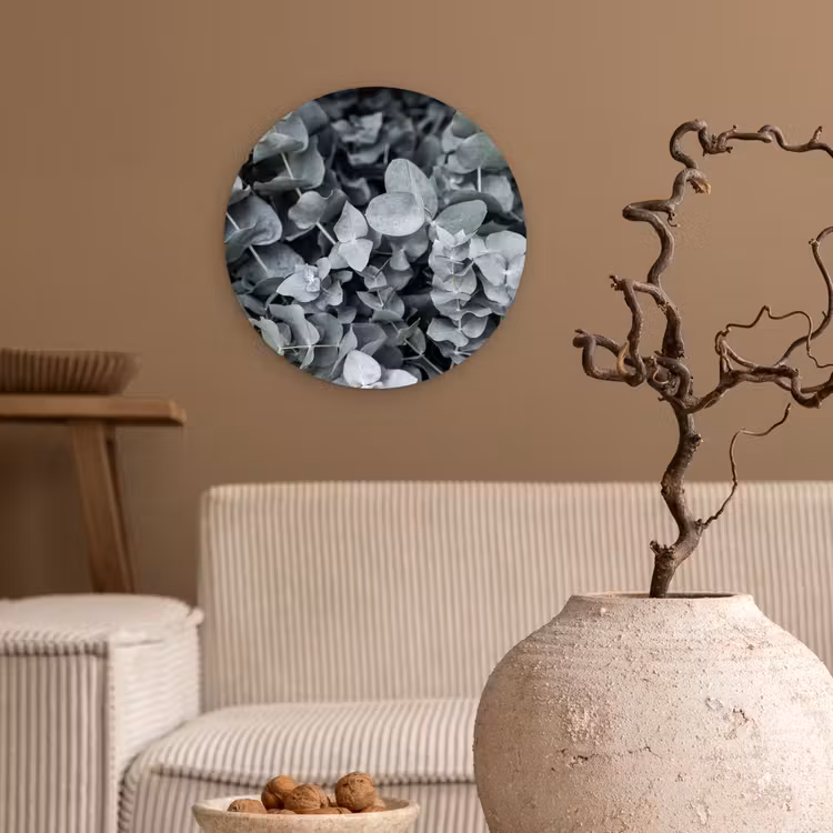Natuur - Planten - Eucalyptus - Bladeren Wandcirkel kunststof plaat 5mm dik klein -sfeer1