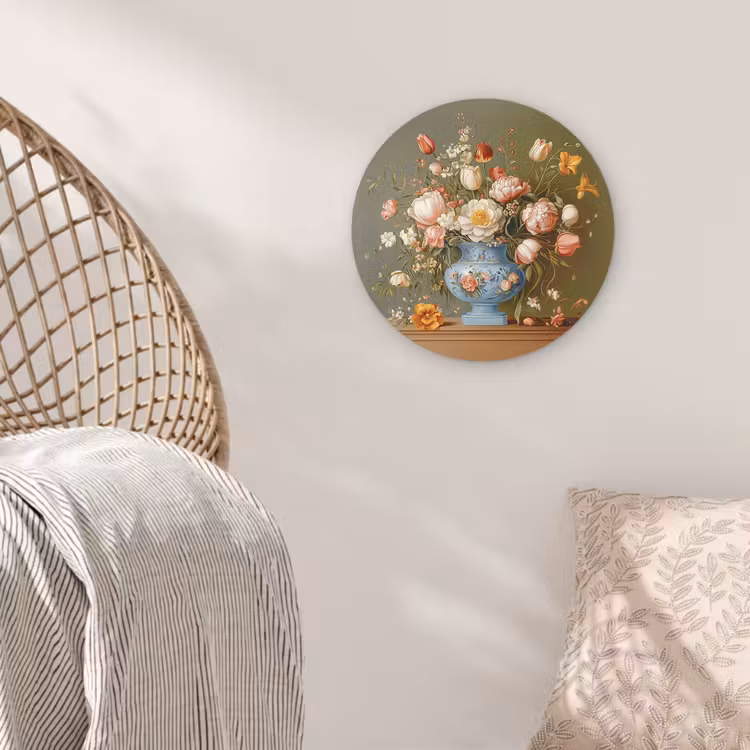Neutral - Bloemen - Boeket - Vaas Wandcirkel kunststof plaat 5mm dik klein -sfeer5