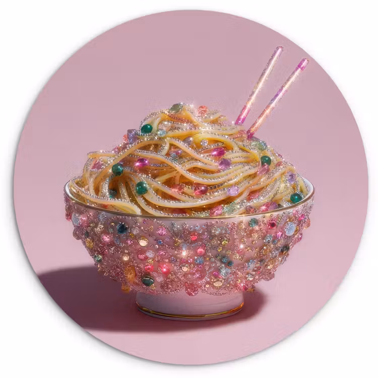 Noodles - Edelstenen - Stokjes - Roze Wandcirkel kunststof plaat 5mm dik klein -3d