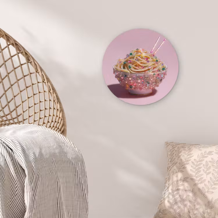 Noodles - Edelstenen - Stokjes - Roze Wandcirkel kunststof plaat 5mm dik klein -sfeer5