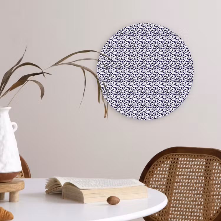 Oceaan - Bubbel - Blauw - Wit Wandcirkel kunststof plaat 5mm dik klein 188 -sfeer4