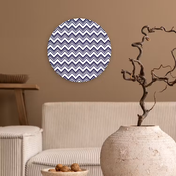Oceaan - Golven - Blauw - Wit Wandcirkel kunststof plaat 5mm dik klein 188 -sfeer1