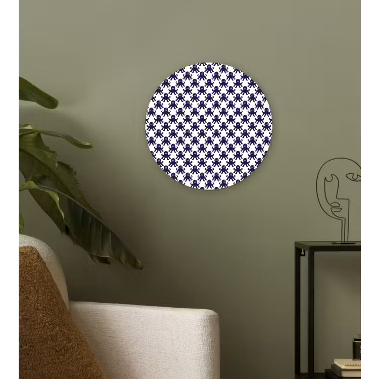 Oceaan - Octo - Blauw - Wit Wandcirkel kunststof plaat 5mm dik klein 188 -sfeer3