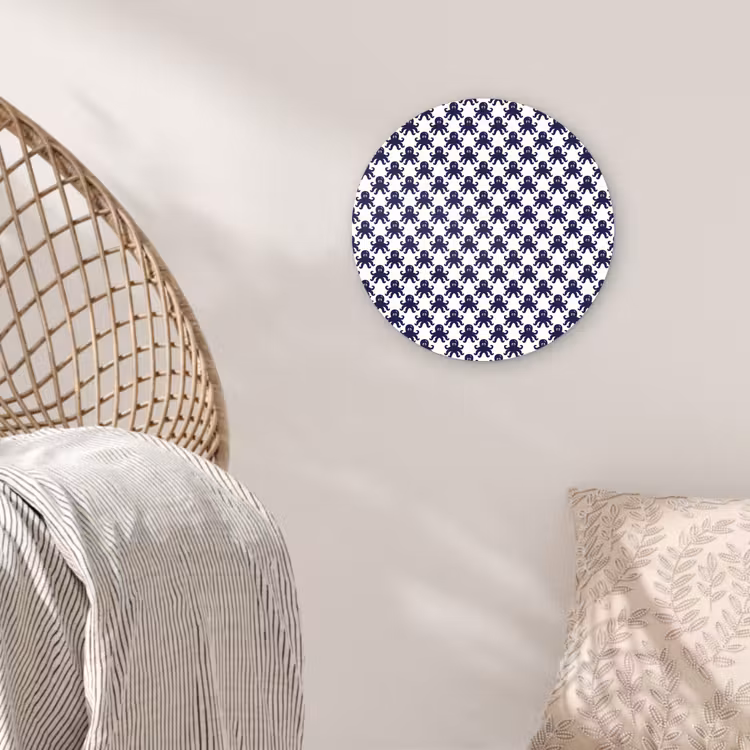 Oceaan - Octo - Blauw - Wit Wandcirkel kunststof plaat 5mm dik klein 188 -sfeer5