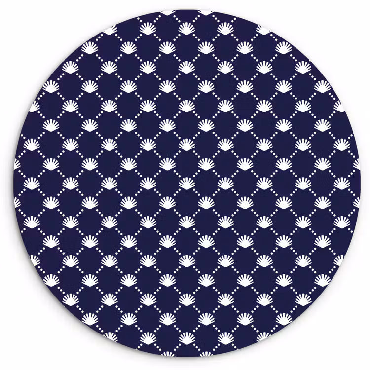 Oceaan - Schelp - Blauw - Wit Wandcirkel kunststof plaat 5mm dik klein 188 -3d