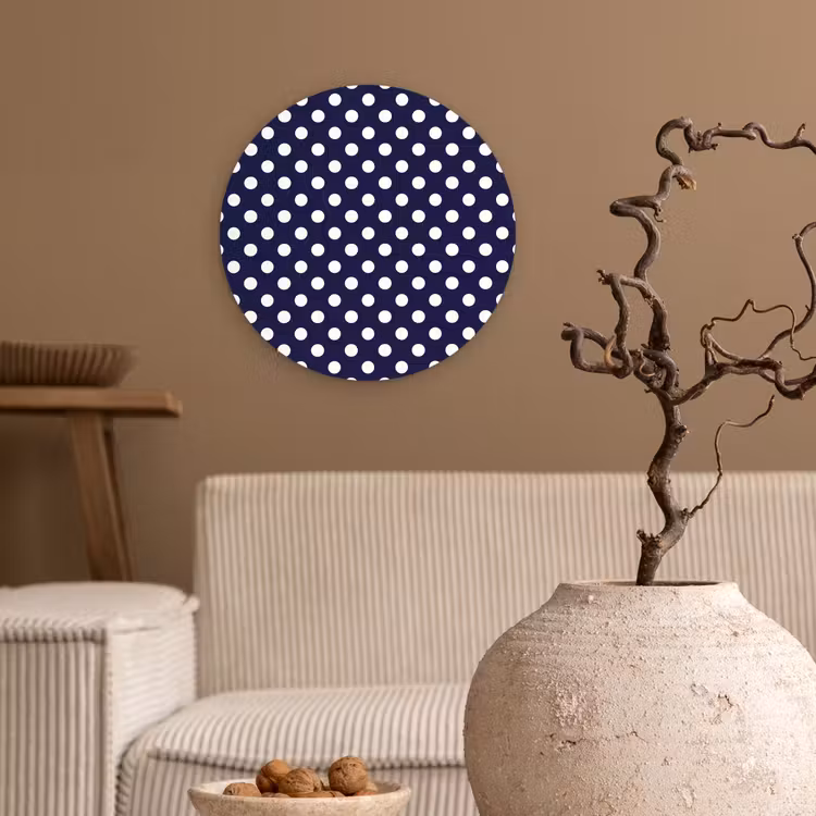 Oceaan - Stippen - Blauw - Wit Wandcirkel kunststof plaat 5mm dik klein 188 -sfeer1