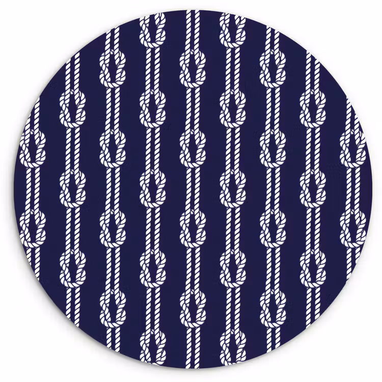 Oceaan - Touw - Blauw - Wit Wandcirkel kunststof plaat 5mm dik klein 188 -3d