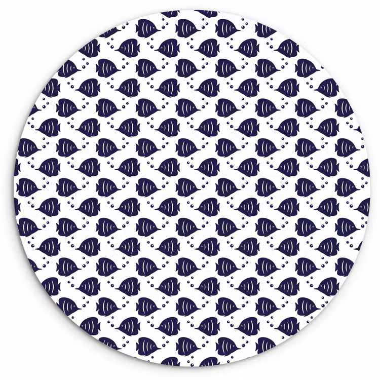 Oceaan - Vis - Blauw - Wit Wandcirkel kunststof plaat 5mm dik klein 188 -3d