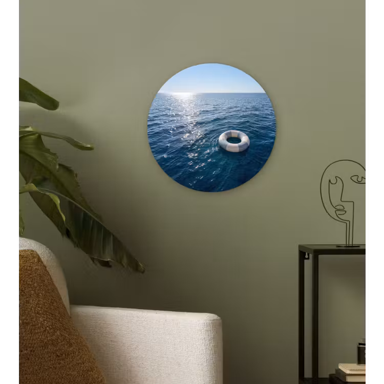 Oceaan - Zwemband - Horizon Wandcirkel kunststof plaat 5mm dik klein -sfeer3