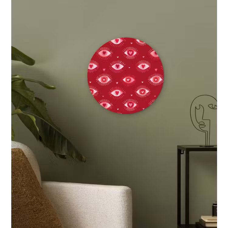 Ogen - Patroon - Roze - Donkerrood Wandcirkel kunststof plaat 5mm dik klein 188 -sfeer3