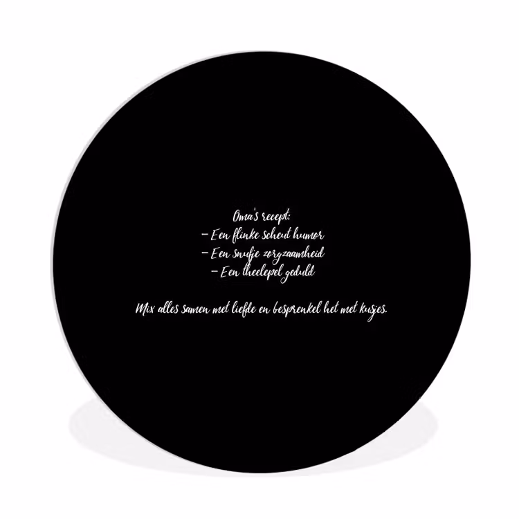 Oma's recept - Koken - Quotes - Spreuken - Oma Wandcirkel kunststof plaat 5mm dik klein -3d