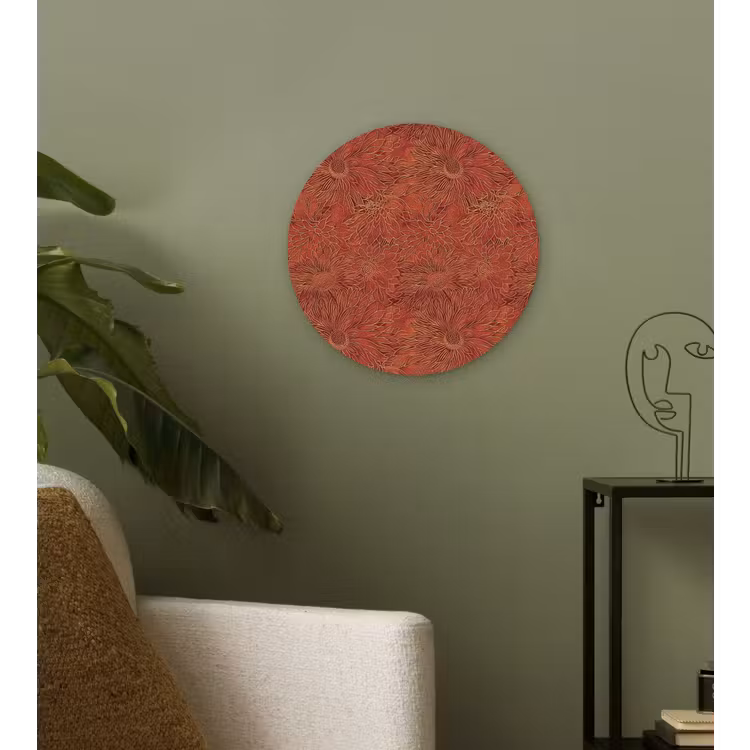 Oosters - Bloemen - Terracotta Wandcirkel kunststof plaat 5mm dik klein 188 -sfeer3