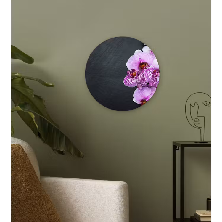 Orchidee - Bloemen - Roze - Flora Wandcirkel kunststof plaat 5mm dik klein -sfeer3