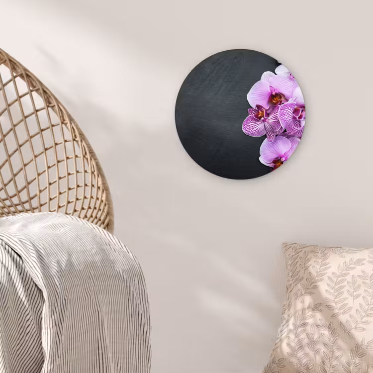 Orchidee - Bloemen - Roze - Flora Wandcirkel kunststof plaat 5mm dik klein -sfeer5