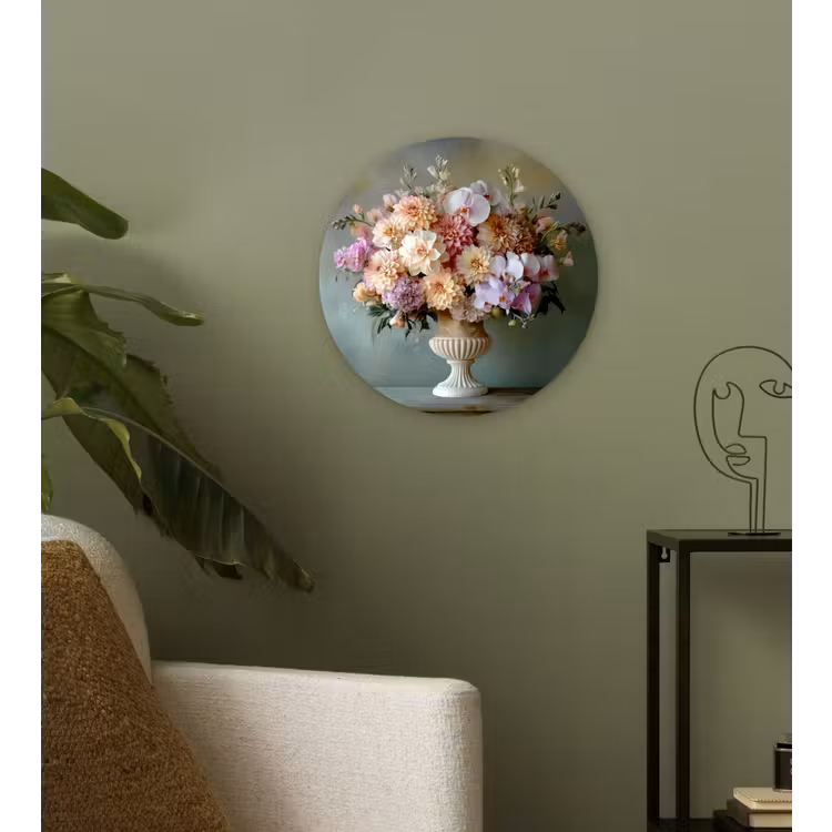 Orchidee - Boeket - Vaas - Bloemen Wandcirkel kunststof plaat 5mm dik klein -sfeer3