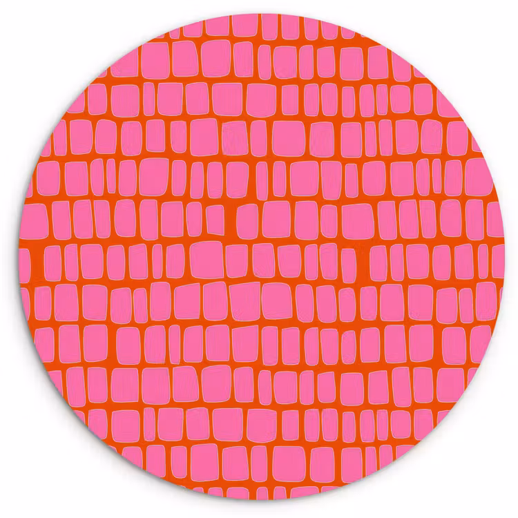 Organisch - Raster - Roze Wandcirkel kunststof plaat 5mm dik klein 188 -3d
