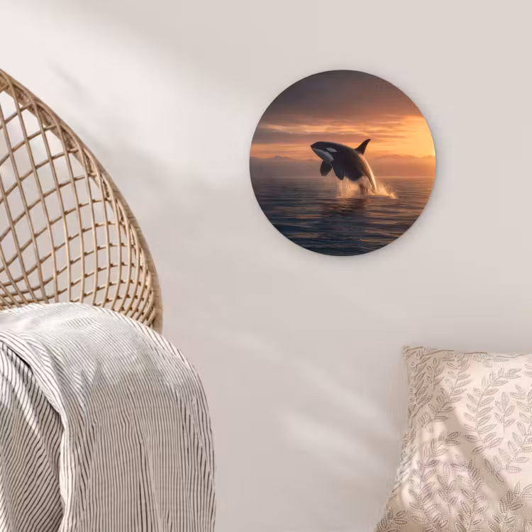 Orka - Zee - Zonsondergang Wandcirkel kunststof plaat 5mm dik klein -sfeer5