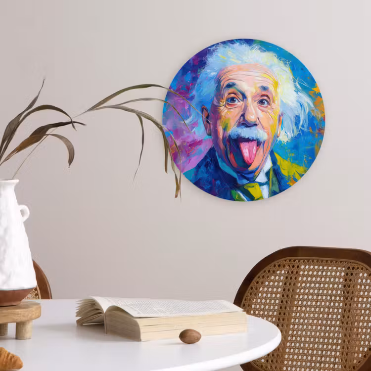 Oude man - Expressief - Kleurrijk Wandcirkel kunststof plaat 5mm dik klein -sfeer4