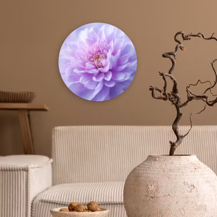 Paars - Dahlia - Dromerig Wandcirkel kunststof plaat 5mm dik klein -sfeer1