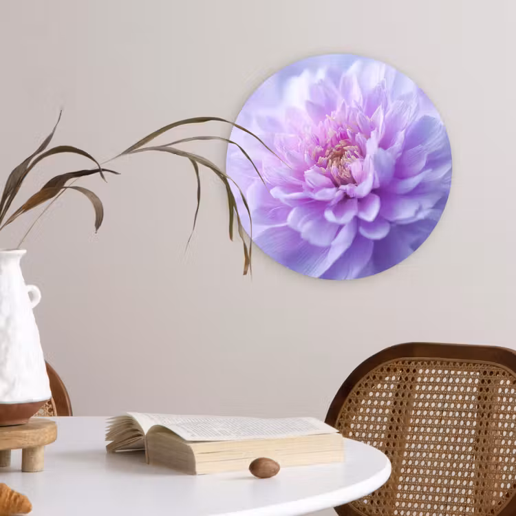 Paars - Dahlia - Dromerig Wandcirkel kunststof plaat 5mm dik klein -sfeer4