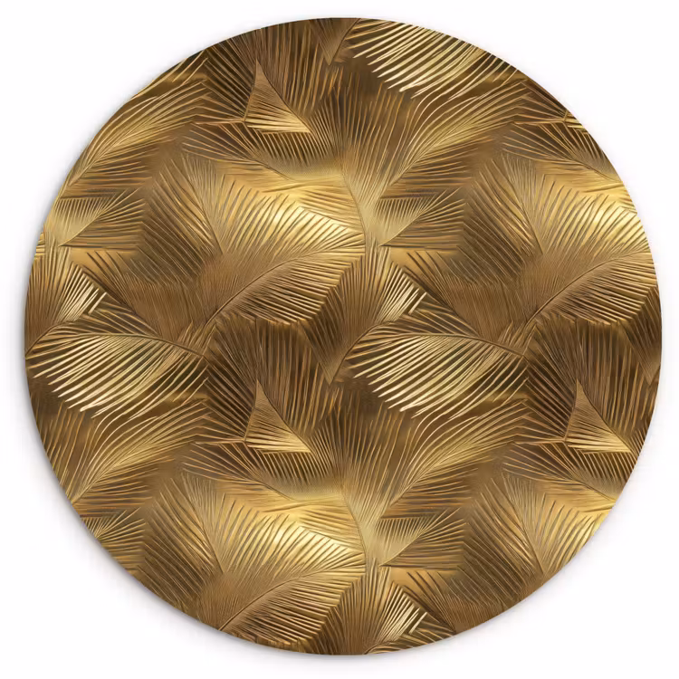 Palm - Waaier - Goud Wandcirkel kunststof plaat 5mm dik klein 188 -3d