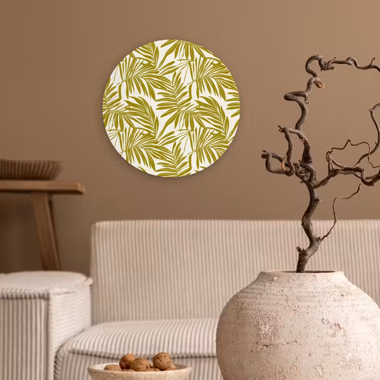 Palmblad - Patroon - Groen Wandcirkel kunststof plaat 5mm dik klein 188 -sfeer1