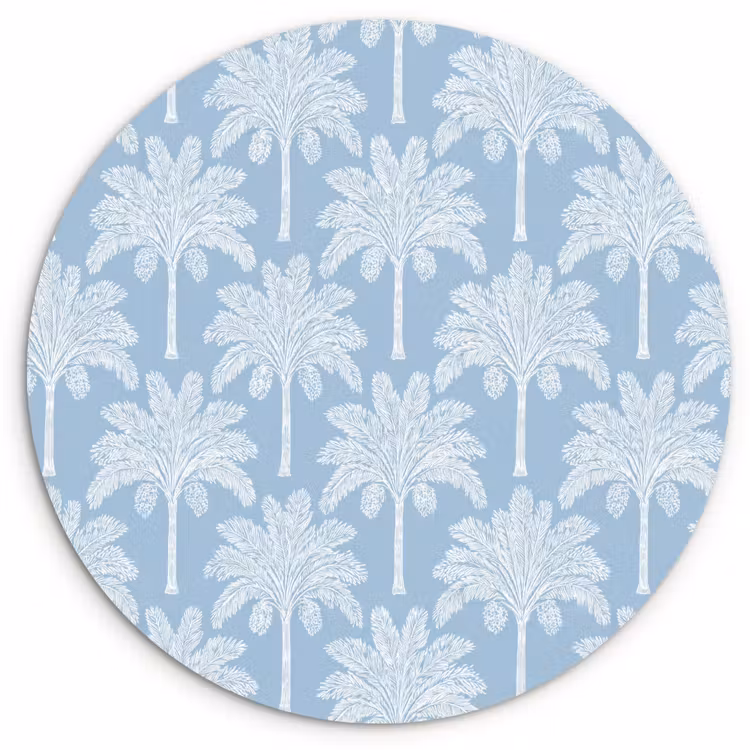 Palmboom - Modern - Blauw Wandcirkel kunststof plaat 5mm dik klein 188 -3d