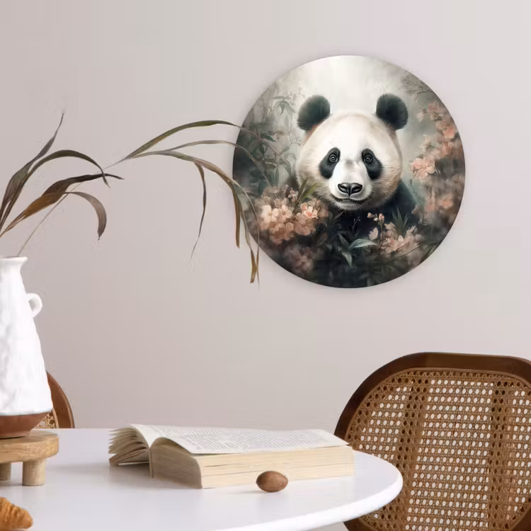 Panda - Dieren - Bloemen - Planten Wandcirkel kunststof plaat 5mm dik klein -sfeer4