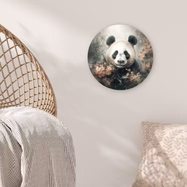 Panda - Dieren - Bloemen - Planten Wandcirkel kunststof plaat 5mm dik klein -sfeer5