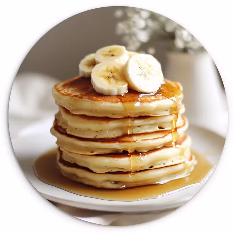Pannenkoeken - Banaan - Siroop - Wit - Beige Wandcirkel kunststof plaat 5mm dik klein -3d