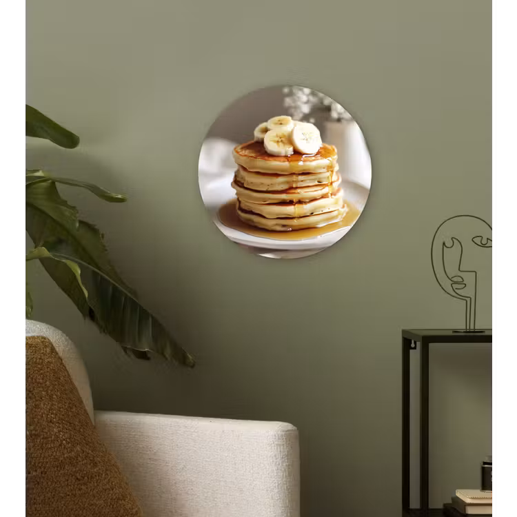 Pannenkoeken - Banaan - Siroop - Wit - Beige Wandcirkel kunststof plaat 5mm dik klein -sfeer3