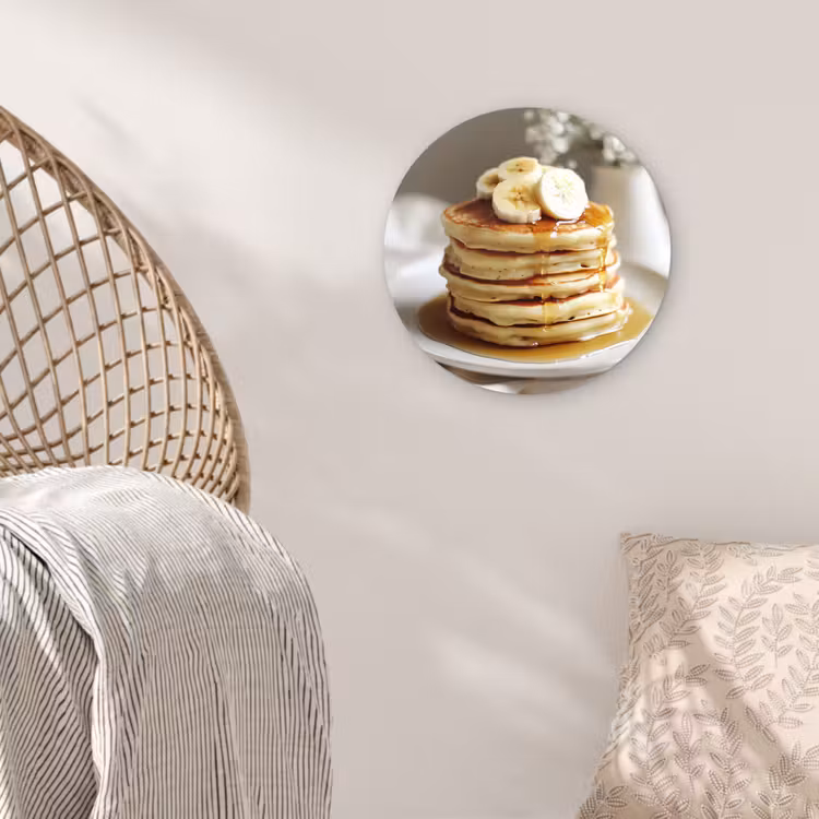 Pannenkoeken - Banaan - Siroop - Wit - Beige Wandcirkel kunststof plaat 5mm dik klein -sfeer5