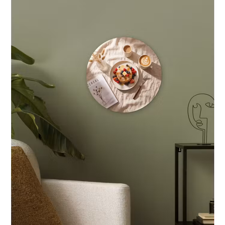 Pannenkoeken - Bessen - Ontbijt - Modern - Beige Wandcirkel kunststof plaat 5mm dik klein -sfeer3